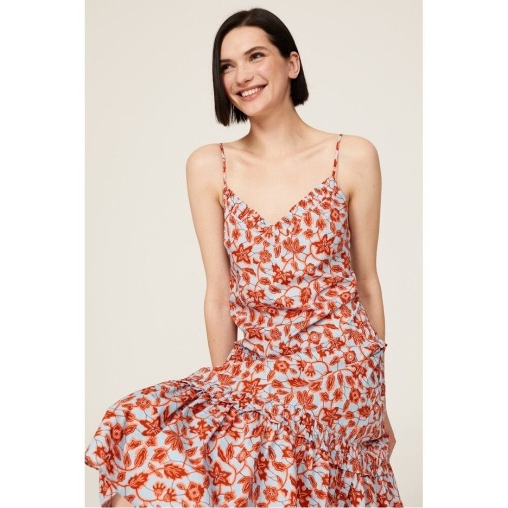 DEREK LAM - 10 Crosby Floral Vneck, Tiered w/ruffles, Sz 40/US 8‎